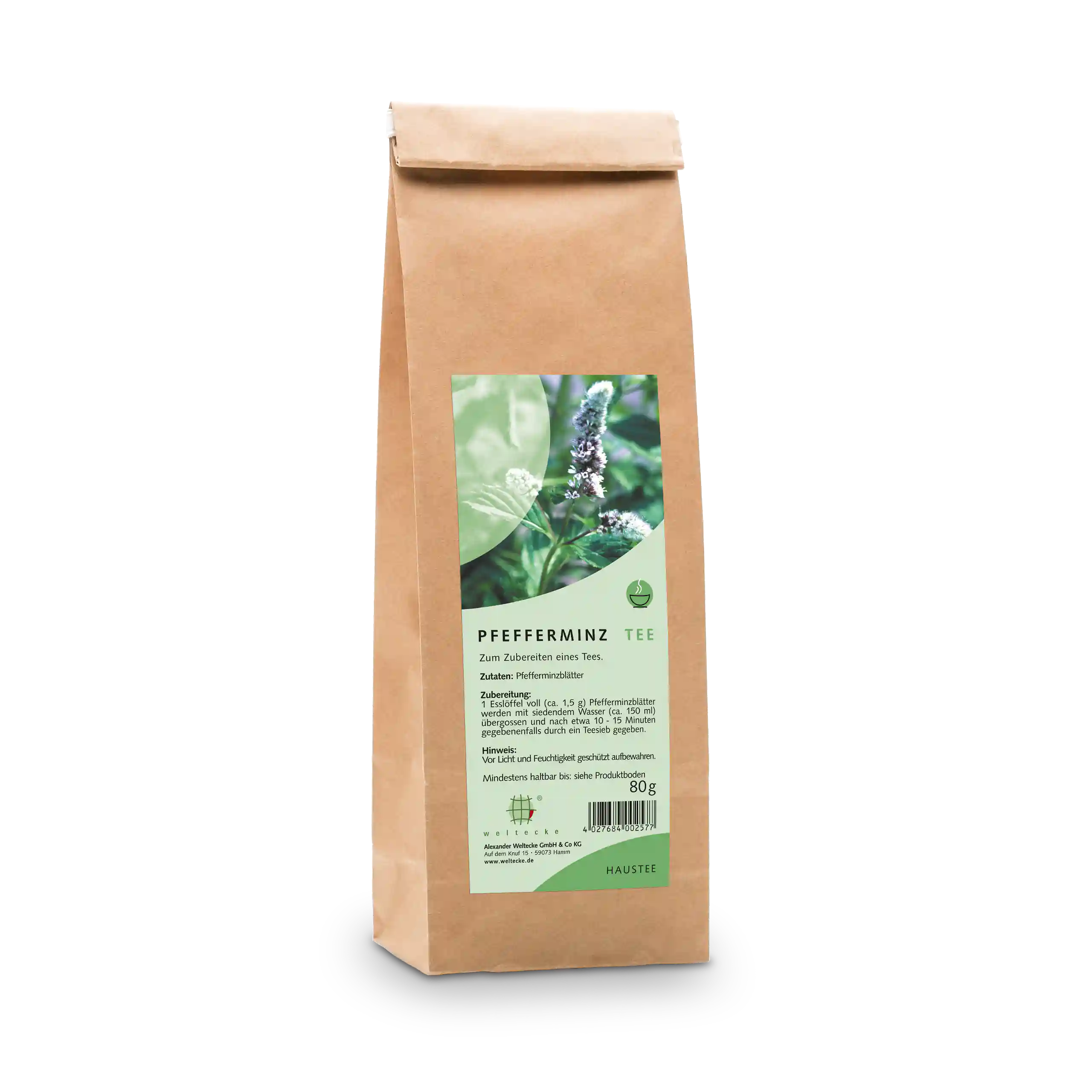Tè alla menta piperita (tè della casa) 80g sacchetto a fondo quadro
