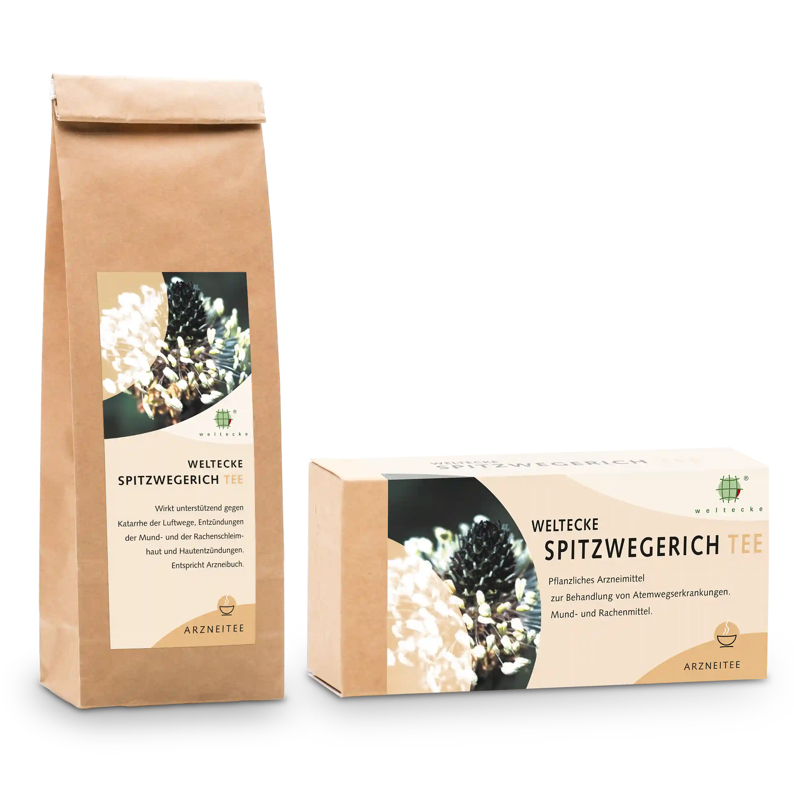 Spitzwegerichtee lose im Blockbeutel und als Filterbeutel