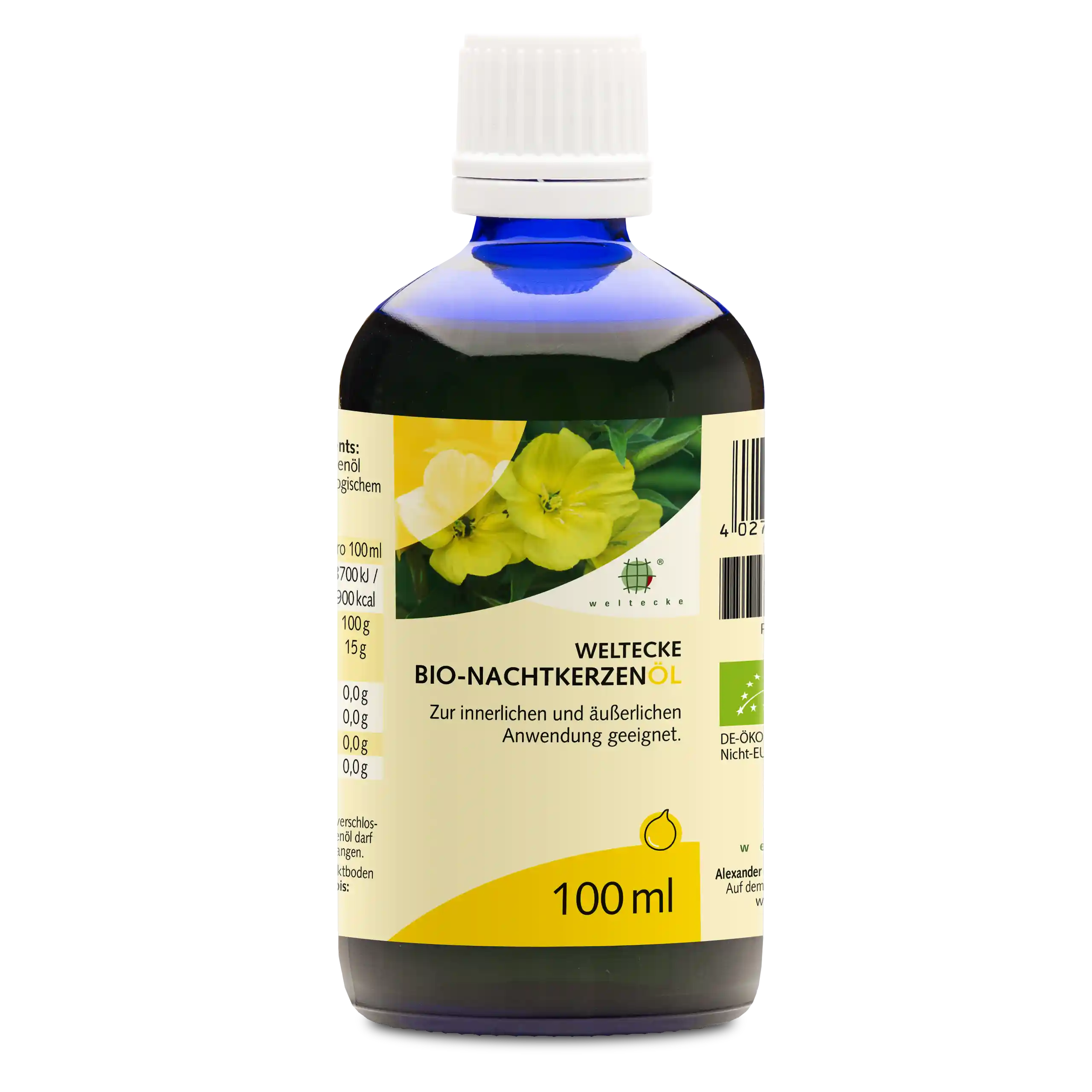 Olio di enotera biologico 100ml flacone in vetro blu