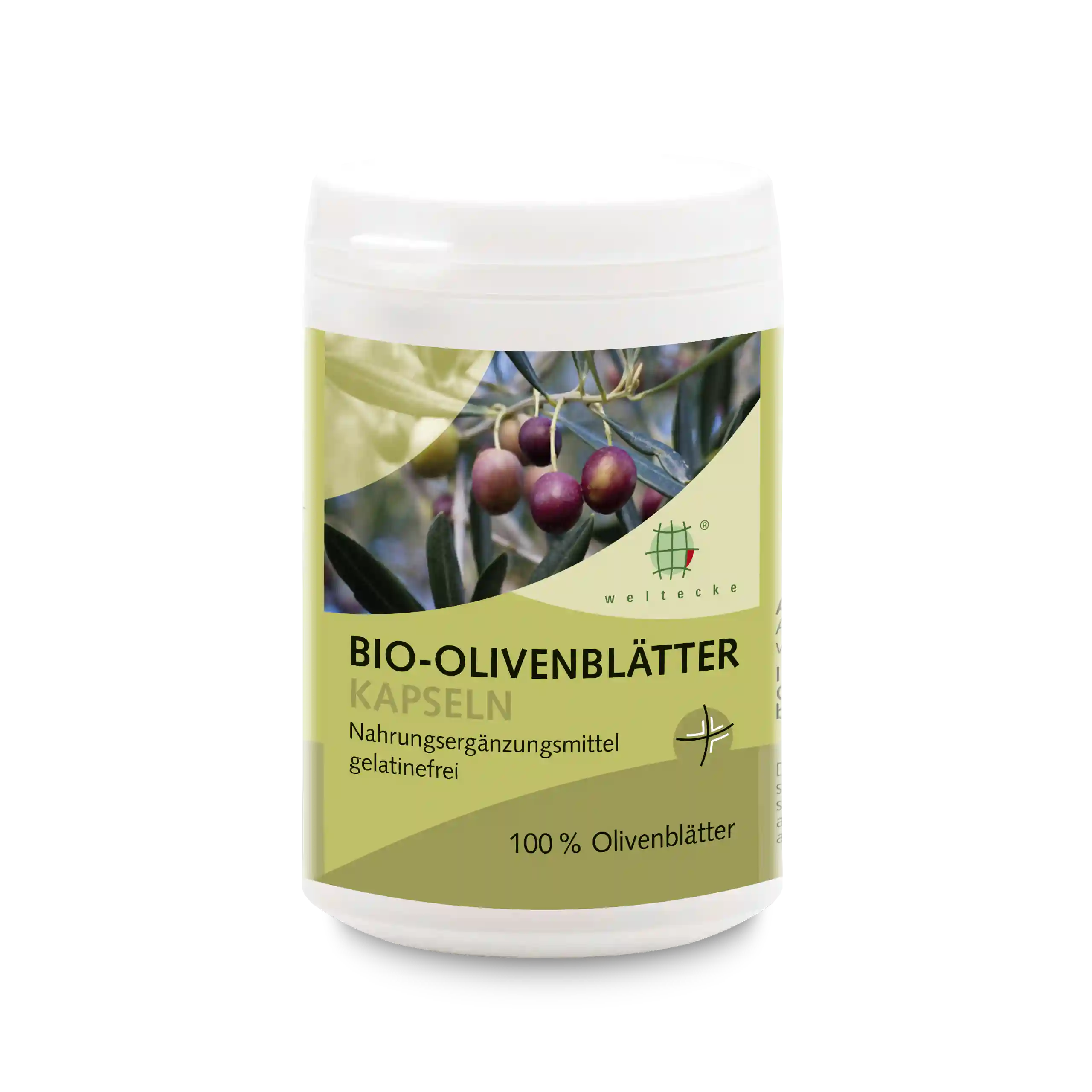 Bio Olivenblätter Kapseln 50Stück weiße Kunststoffdose