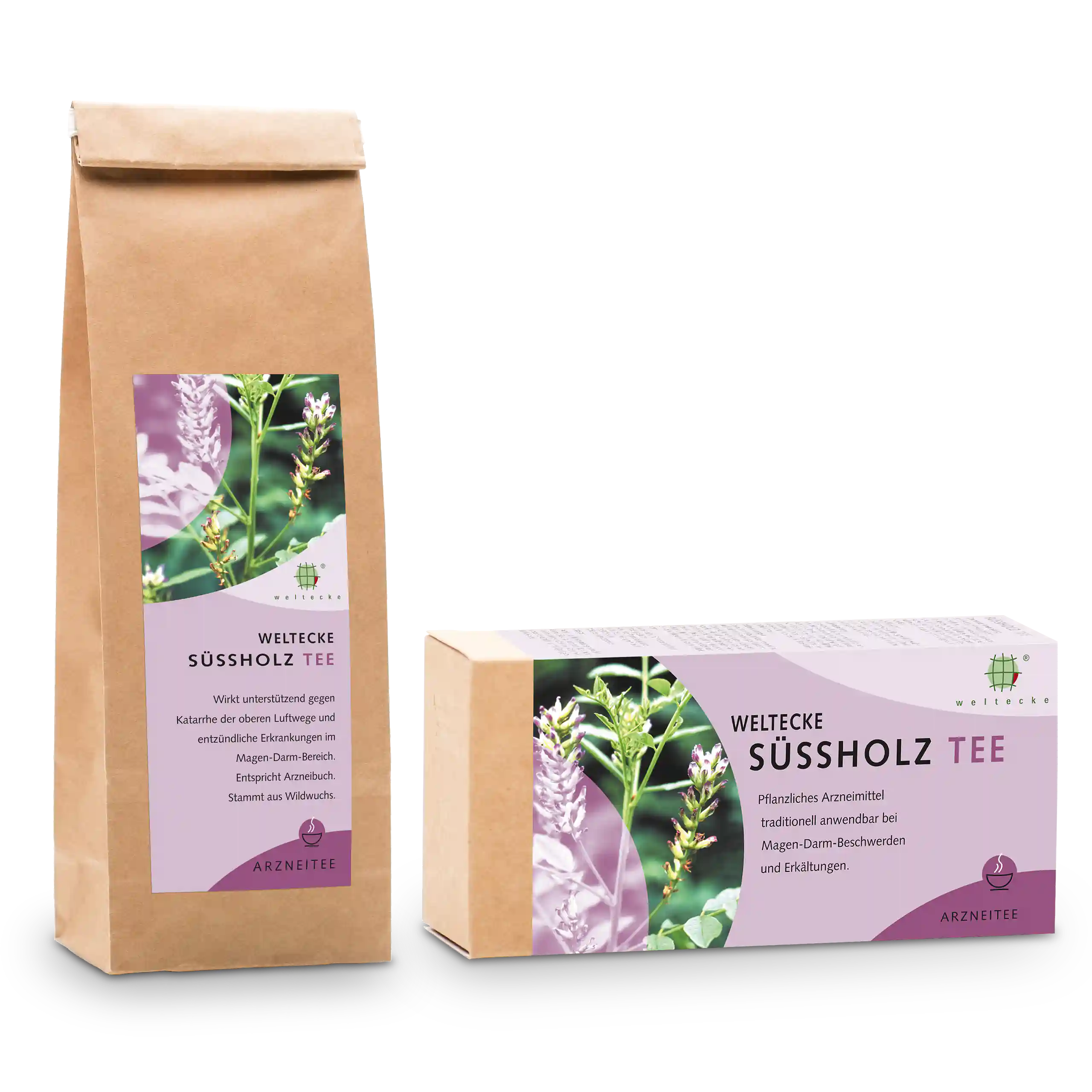 Liquorice Root Tea loose in a block-bottom bag and as filter bags