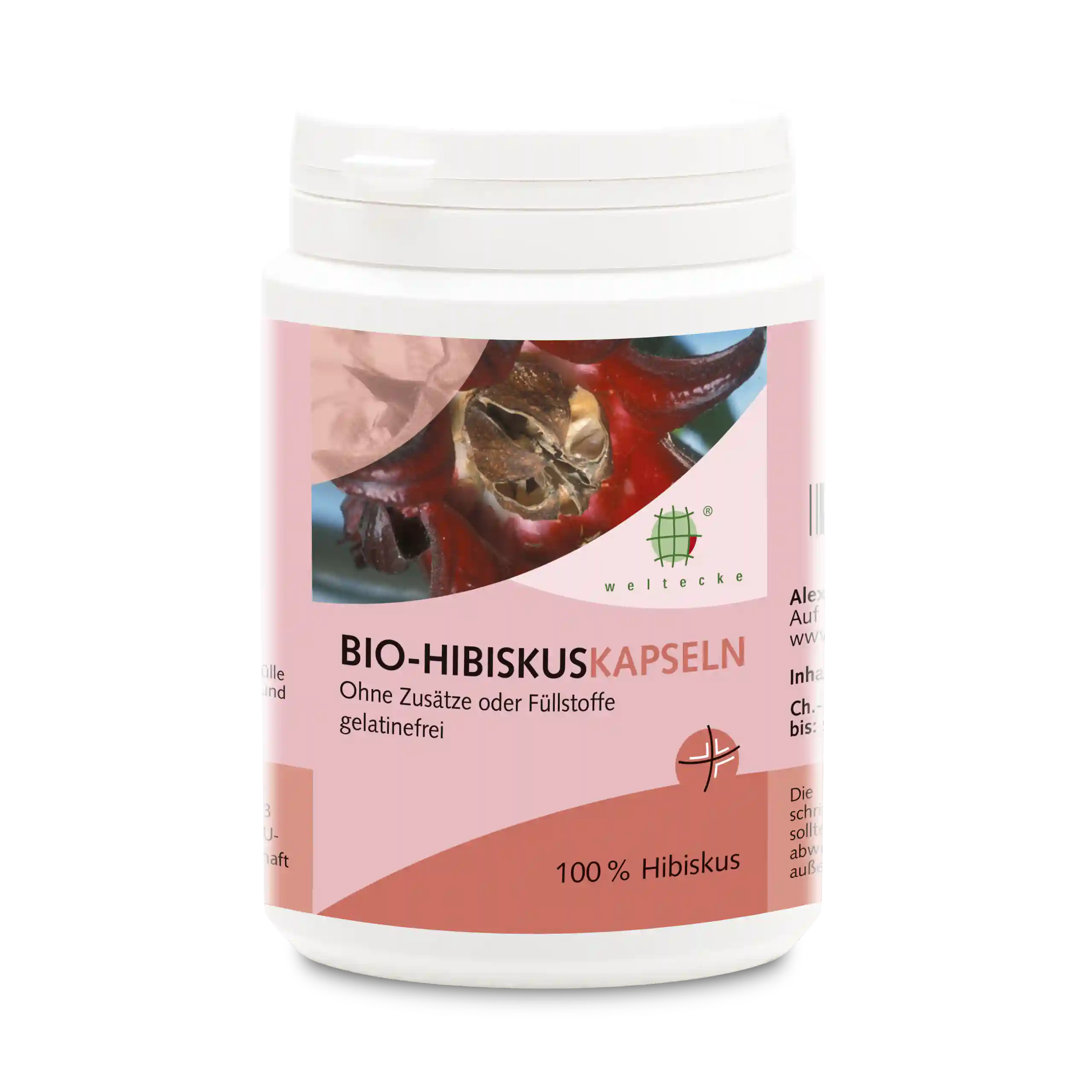 Bio Hibiskus-Kapseln 200Stück weiße Kunststoffdose