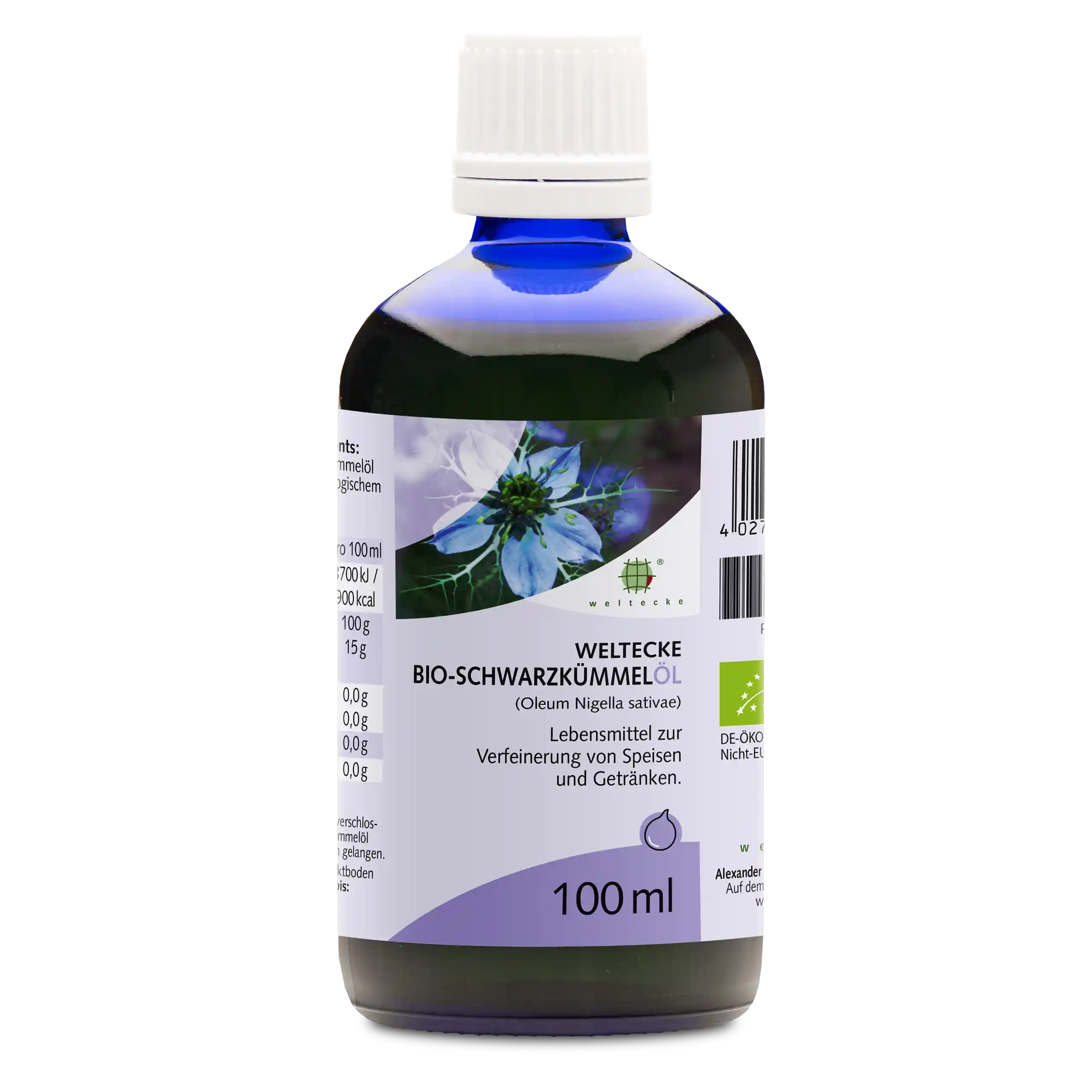 Bio Schwarzkümmelöl 100ml blaues Glasfläschchen