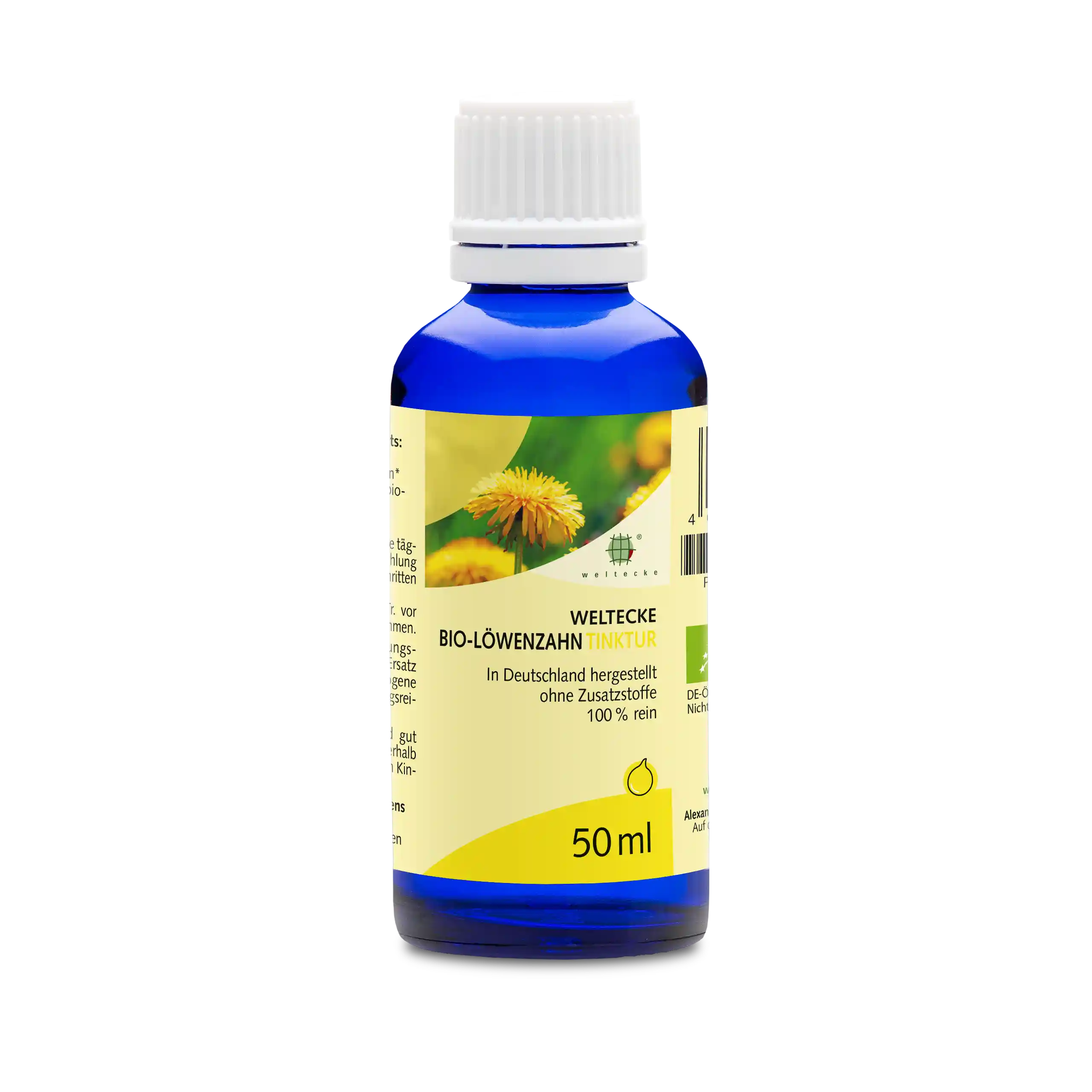 Bio-Löwenzahn-Tinktur blaues Glasfläschchen