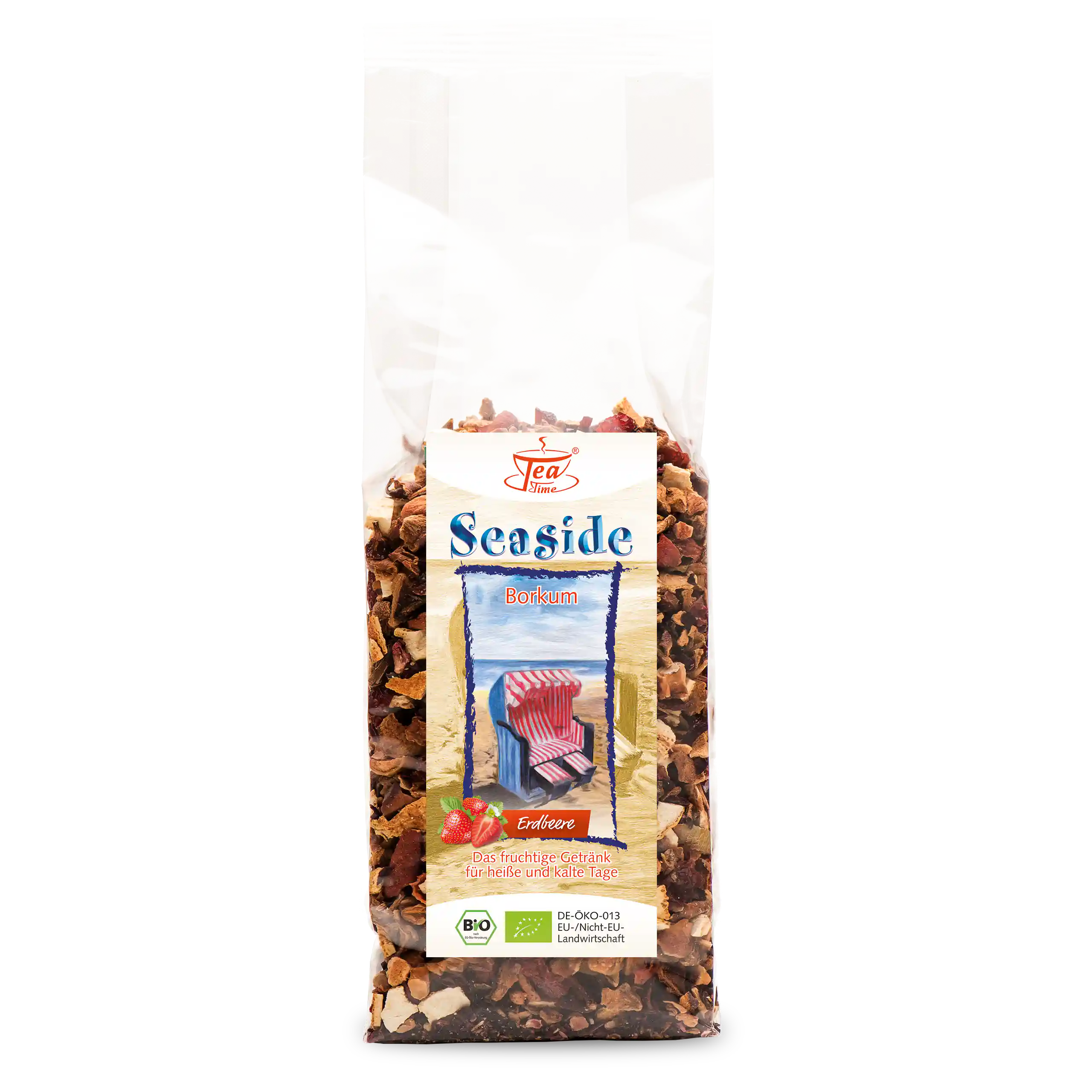 TeaTime Borkum thé bio aux fraises et aux fruits sachet cellophane