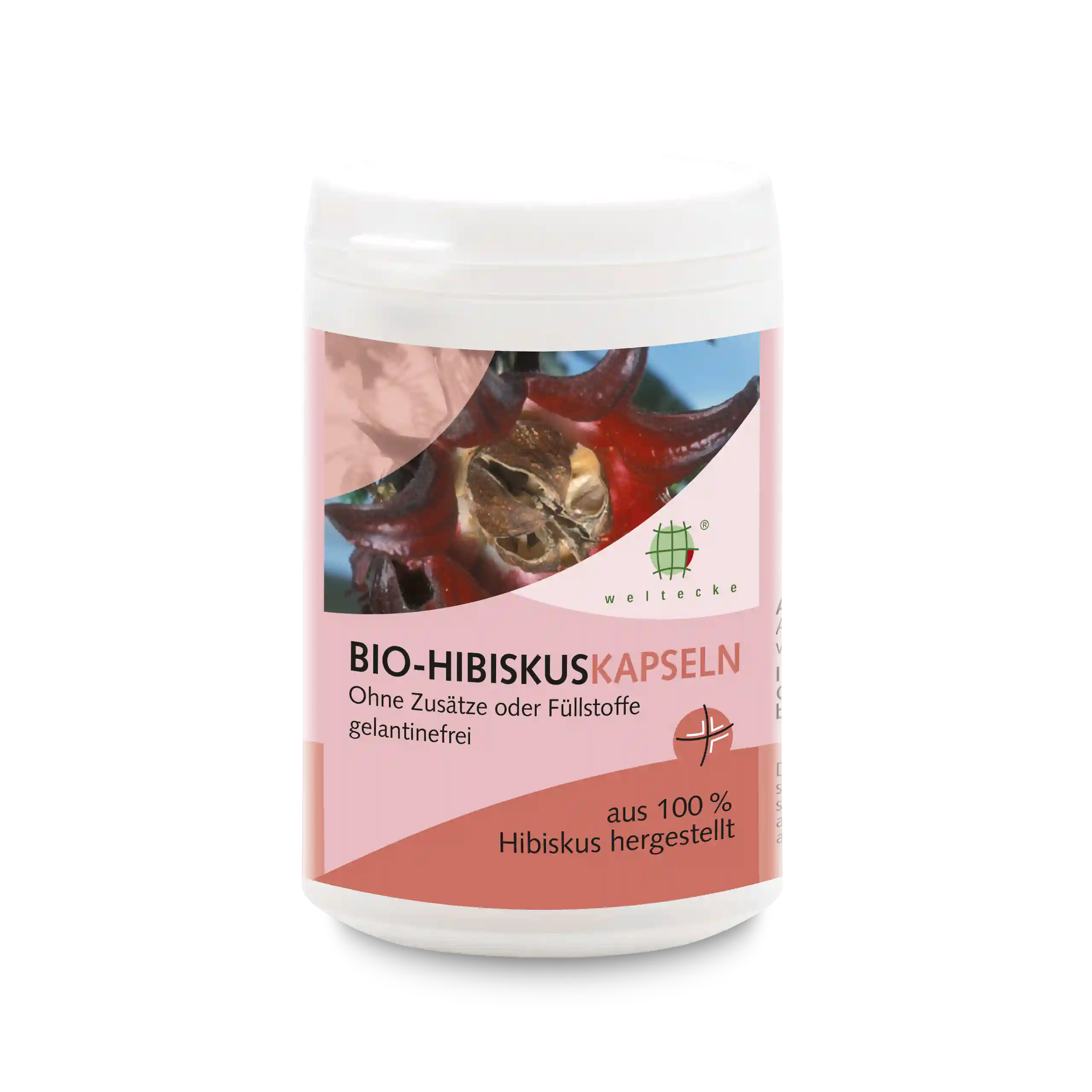 Bio Hibiskus-Kapseln 50Stück weiße Kunststoffdose