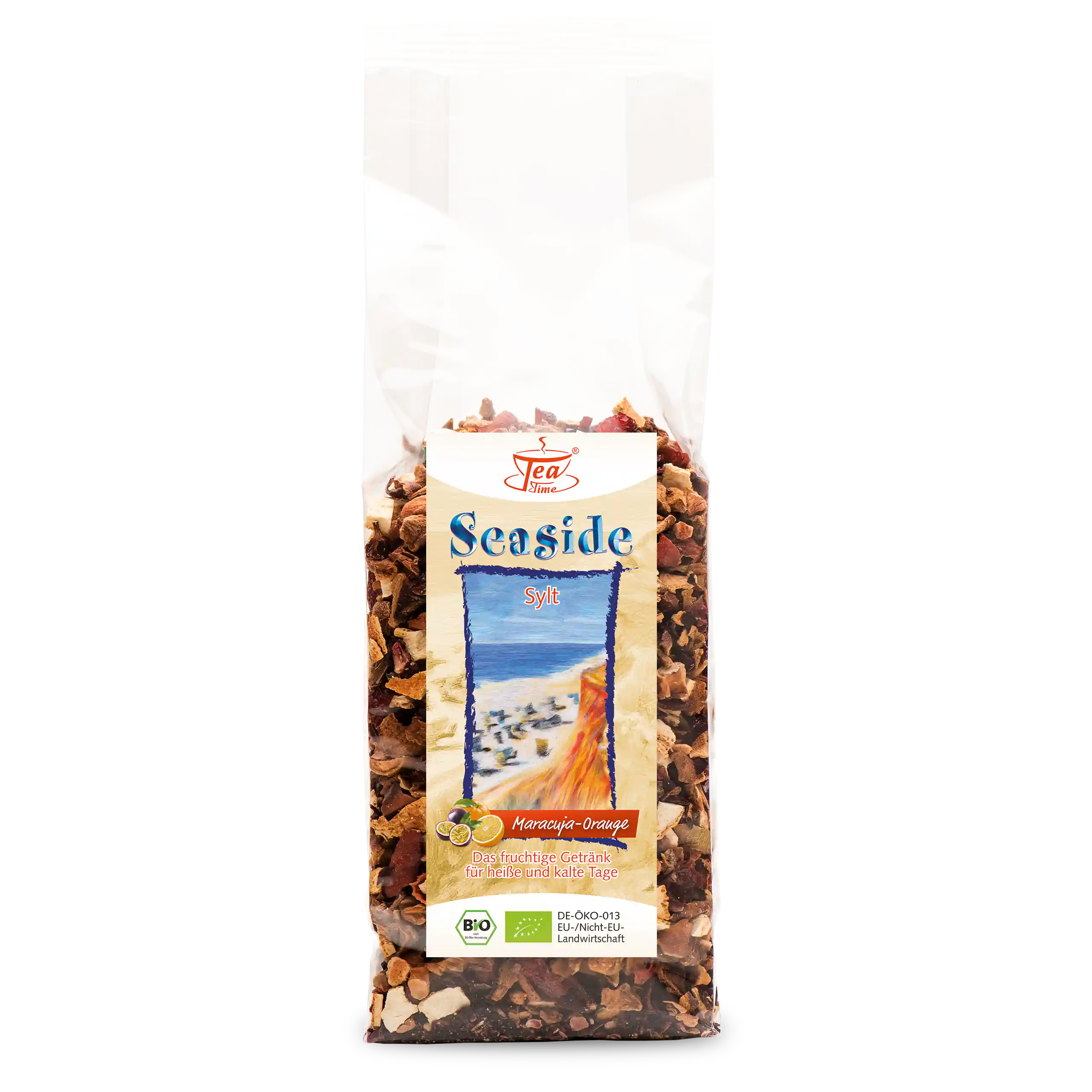 TeaTime Sylt thé aux fruits bio fruit de la passion orange sachet cellophane
