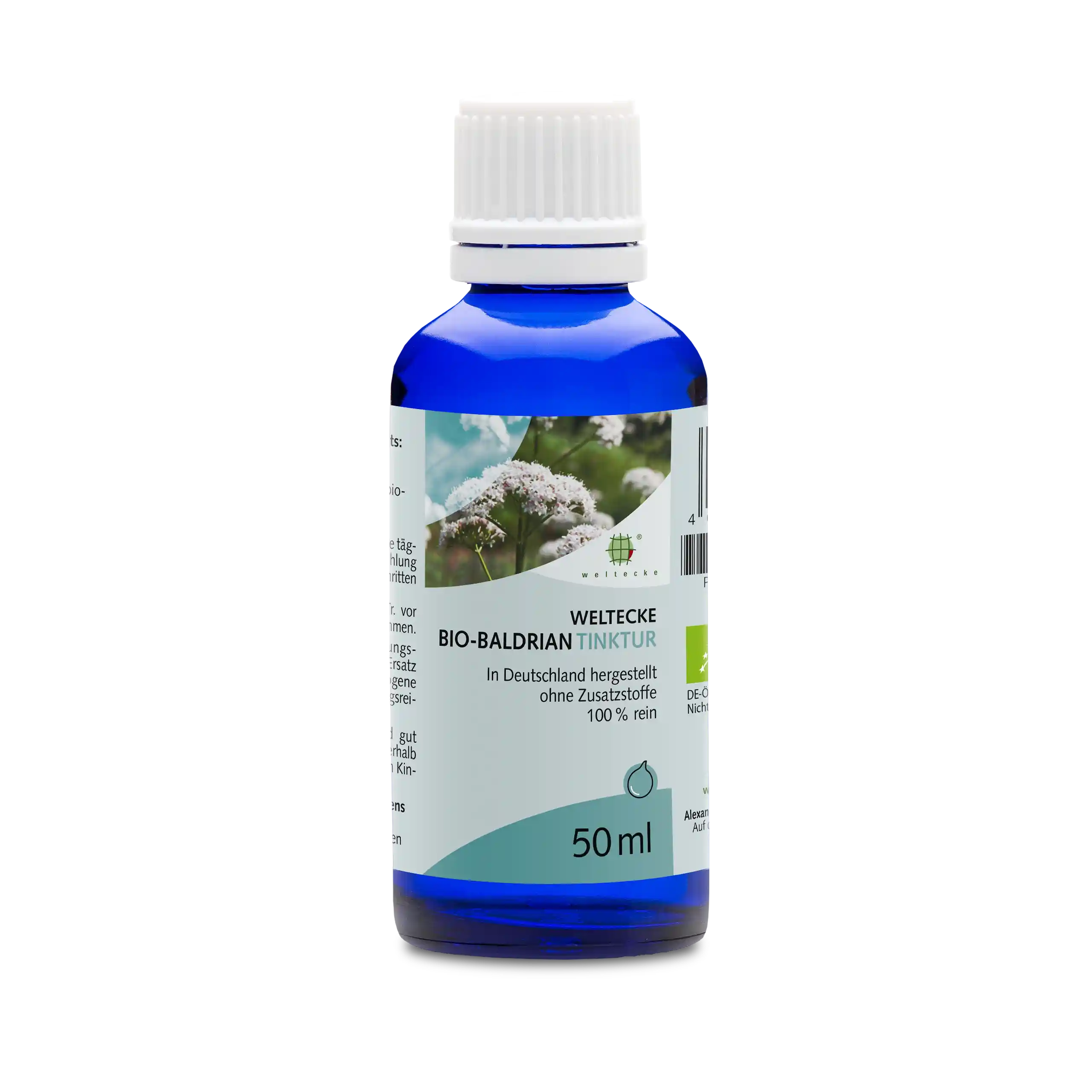 Bio-Baldrian-Tinktur blaues Glasfläschchen