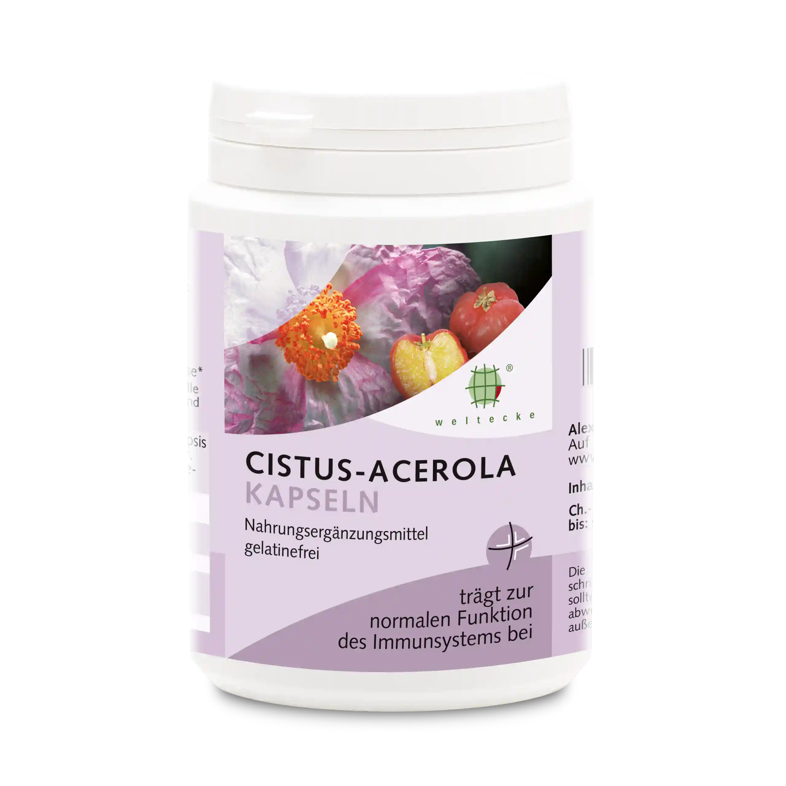 Cistus-Acerola-Kapseln 200Stück weiße Kunststoffdose