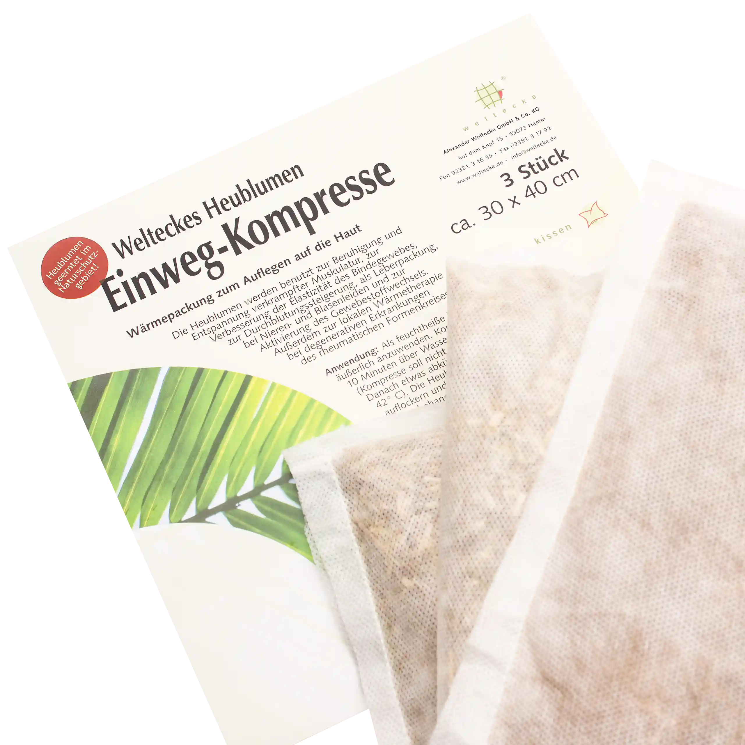 Heublumen-Einweg-Kompressen (3er-Pack, 30 x 40cm) Verpackung