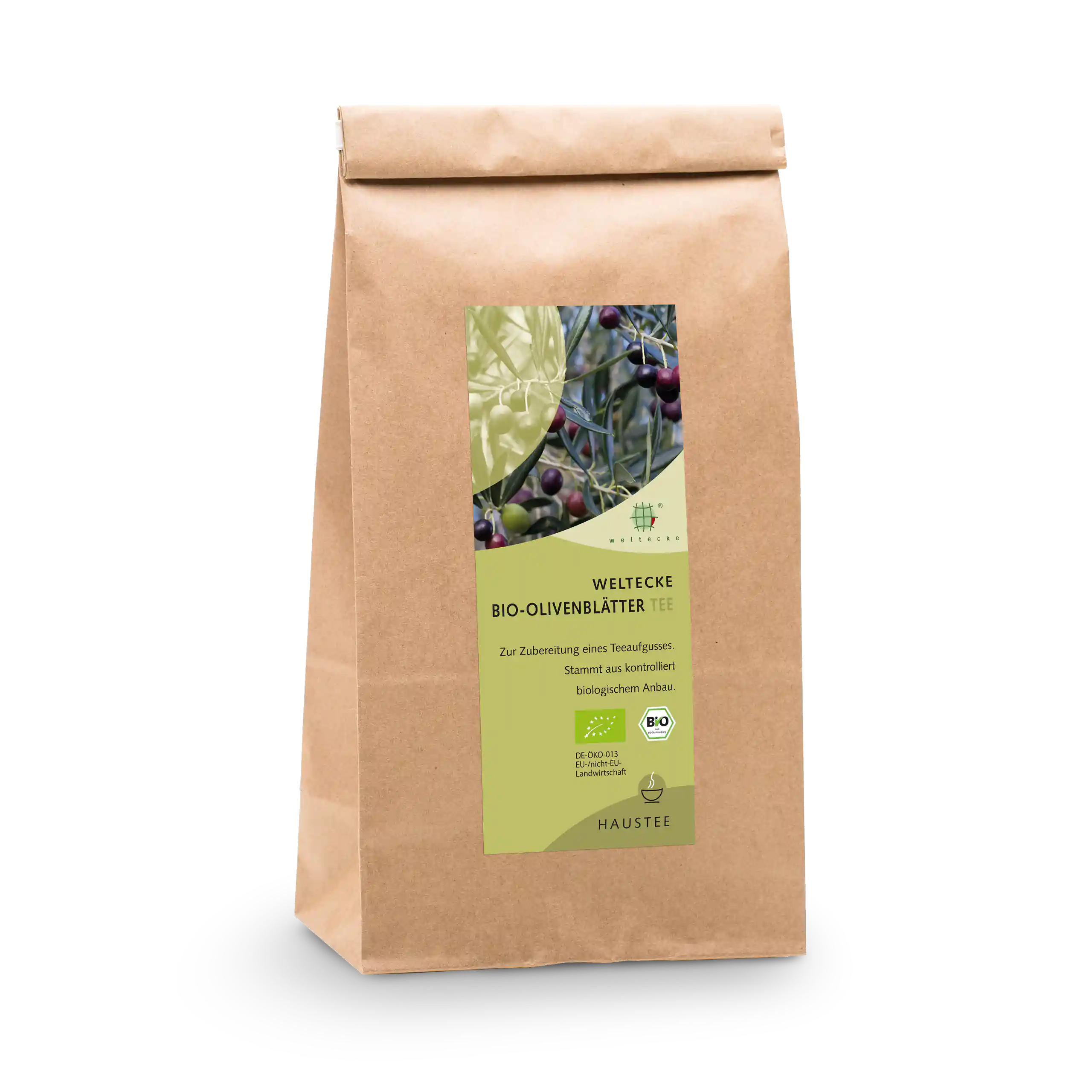 Thé aux feuilles d'olivier bio 500g sachet à fond plat