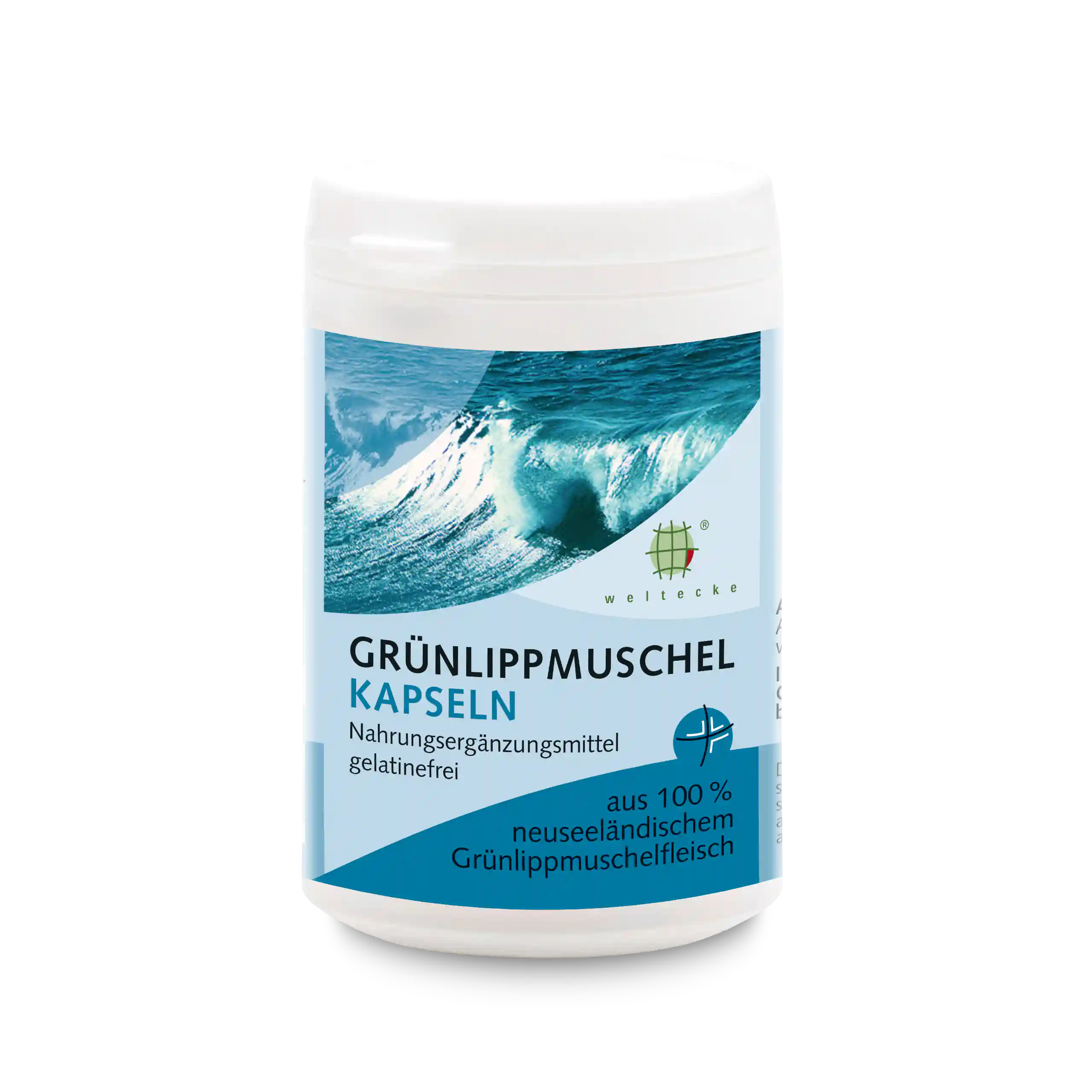 Grünlippmuschel-Kapseln 50Stück weiße Kunststoffdose