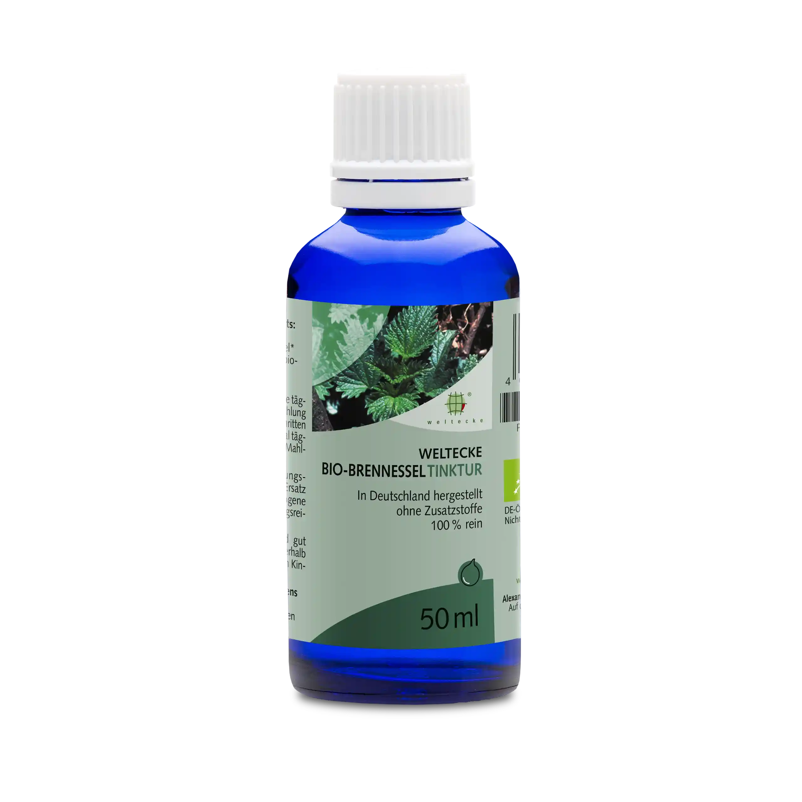 Bio-Brennessel-Tinktur blaues Glasfläschchen